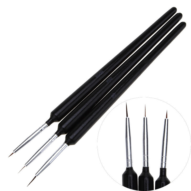 3Pcs 초미세 네일 아트 라이너 브러쉬 세트 블랙 핸 - Detailing Brush Set 리뷰 및 가격