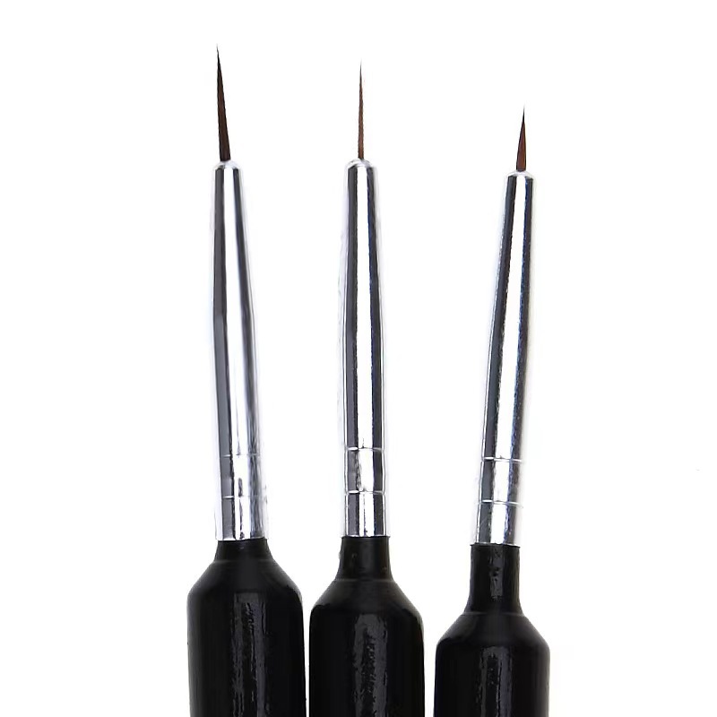 3Pcs 초미세 네일 아트 라이너 브러쉬 세트 블랙 핸 - Detailing Brush Set 리뷰 및 가격
